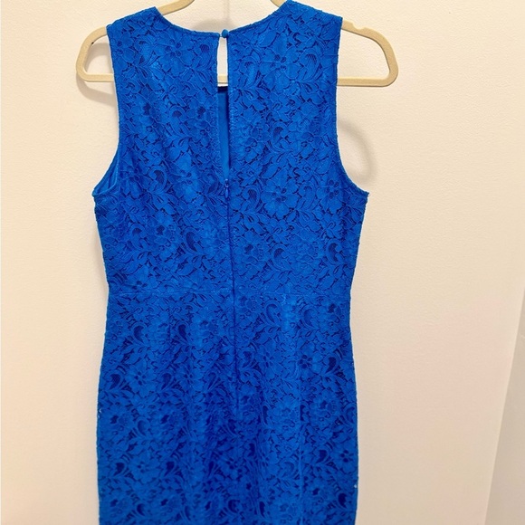 J.Crew Cobalt Blue Lace Sheath Dress Size 8 Wedding Guest Cocktail - Picture 3 of 10